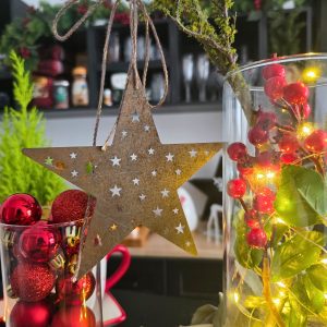 Gwiazdy bombki rdzawe zestaw 3 sztuk - idealne na choinkę, girlandę, w okno, jako część stroika